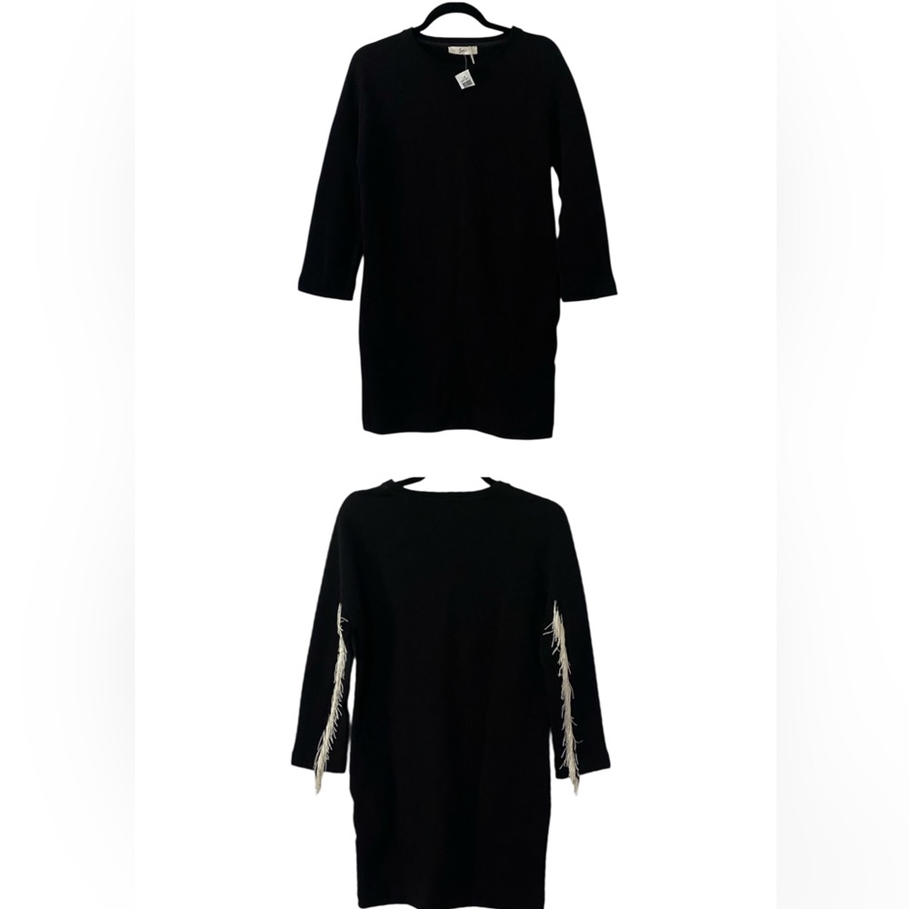 NWT SUOLI Black Sweater Fringe Dress Italy 38 US Small - Picture 12 of 12